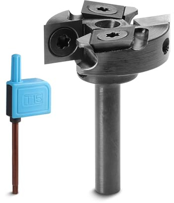 Genmitsu 4RBC01A CNC-Fräser-Bit, 6,35 mm Schaft, 3,8 cm Schnittdurchmesser, 2 + 2 Rillen, Hartmetall-Platten, Abflachungsfräser für Holzbearbeitung, Schnitzen