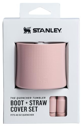 STANLEY Quencher Boot and Straw Cover Cap | Anti-Slip Silicone Protector for 40 oz Tumbler with Handle | Accessory Set for Stainless Steel Drinking Cup | Pink Dust