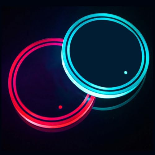 Flintronic 4 Stück Auto Untersetzer, Anti-Rutsch Auto Untersetzer für Kaffeebecher, LED Untersetzer, Leuchtende Untersetzer Acryl, Bunt LED Untersetzer, für Flaschen Bar Gläser, Partys, Hochzeiten