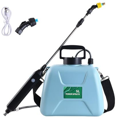 Wakects Rociador de Mochila Eléctrico con Lata de Riego, Pulverizador de Agua para Plantas de Jardín, Lavado de Automóvil, Limpieza