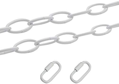 FSLiving hannger Kette Edelstahl, 15mm*35mm Metall Rundgliederketten,Weiß Edelstahl Kette Metall 6 Meter für Kette Hängesessel, Absperrketten Lampenkette