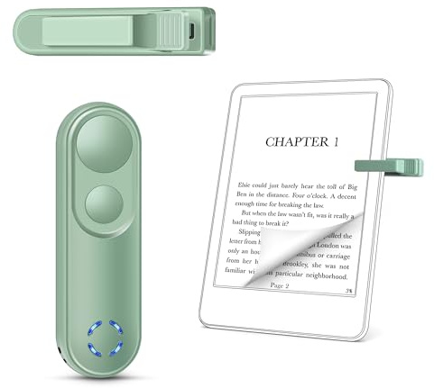Smanu RF Remote Control Page Turner for Kindle Paperwhite Oasis Scribe eReader, Page Turner Clicker for iPad iPhone Tablets Reading Novels Taking, Phone Camera Video Record Triggers(Green)
