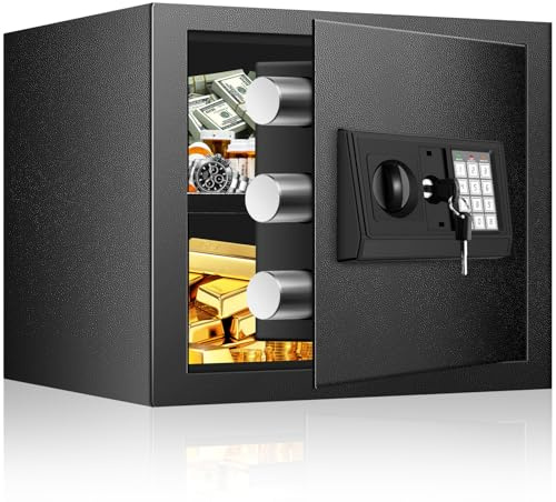 25cm Tall Safe Tresor für Zuhause,Digitaler MöBeltresor mit Feuerfest Wasserdicht Dokumententasche, Wandtresor mit Zahlenschloss für Bargeld Wichtiger Dokumente