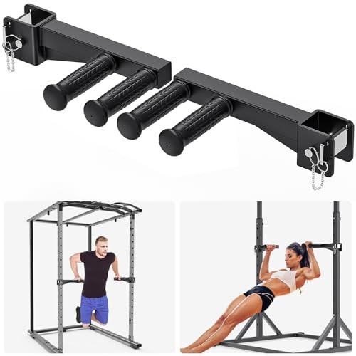 Lifeswell Dip Bar Attachment for 2 x 2 Power Rack, Non-Slip Wide & Narrow Grip Handles, 500 lbs Capacity, Squat Rack Attachment for Dips, Inverted Rows, Push-Ups