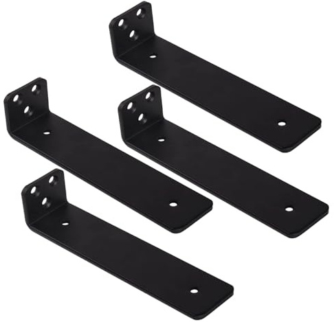 SenaiMy 4 Supporti per Mensole Angolari, Supporti per Mensole per Carichi Pesanti, Nero, 25 CM, Robusti Supporti Metallici a Parete con Viti e Tasselli, Portata 50 kg, Mensole a Parete