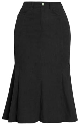 Allegra K Corduroy Skirt for Women Fall High Waist Work Dressy Casual Fishtail Midi Skirts Black M