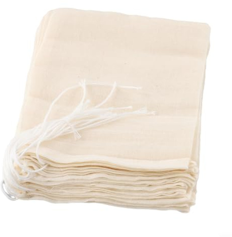 Opatiny 10-Pack Cotton Filter Bags 10X15cm Empty Drawstring Muslin Bags For Cooking Spices & Herbal Tea Reusable Unbleached