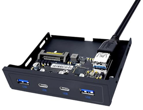 Hipzeepo Bahía de Disquete de 20 Pines y 3,5 con Panel Frontal USB, 2 Puertos USB 3.0, 2 Puertos USB 3.2 GEN1, 5 Gbps, Adaptador de Expansión Tipo C para Escritorio