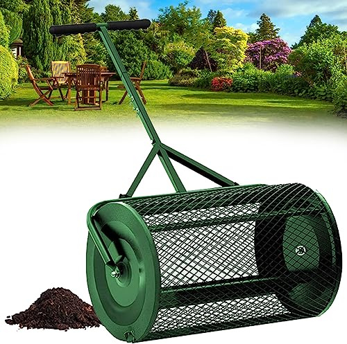 Esparcidor de abono con mango ajustable en forma de T para plantar césped y jardín