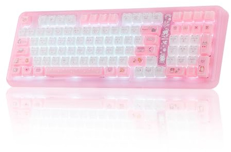 KiiBoom Phantom98 Lite 96% Wireless Mechanical Gaming Keyboard, VIA Programmable, Creamy Keyboard with Gasket, 8000mAh Battery, Hot Swap, RGB Backlits, NKRO for Win/Mac (Pink, Mossy Silent Switch)