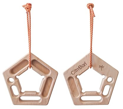 ClimBon Fingerboard GEN 2 Tragbares Kletter Hangboard aus Buchenholz Griffbrett für Klettertraining Griffkraft inklusive Seil für Wandmontage ideal für Anfänger Profis Klettern Bouldern