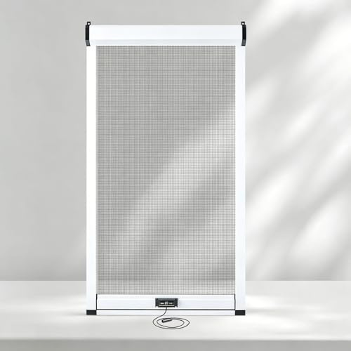 Mosquitera Ventana Enrollable a Medida, Escalable Mosquitera Enrollable para Ventana con Estructura de Aluminio, Red Anti-Insectos de Fibra de Vidrio Respirable