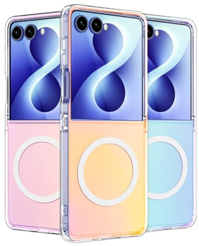 zZjoOoj Fodral för Samsung Galaxy Z Flip 8, fluorescerande färggradient | Kompatibel med magsafe, stötsäker. Reptåligt mobiltelefonfodral kompatibelt med Galaxy Z Flip 8/7 fodral, extra tunn