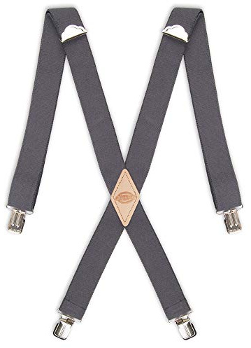Dickies Men's 1-1/4 Solid Straight Clip Suspender,Charcoal,One Size