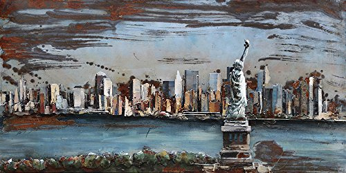 Vintage Line Handgefertigtes Metallbild NYC ca. 120x60 cm Kunst Bild 3D-Optik Wandbild