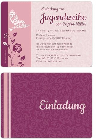 Kartenmachen.de Personalisierte 10-100x Jugendweihe Einladungskarten Einladungen Jugendfeier individuell - Friedenstaube
