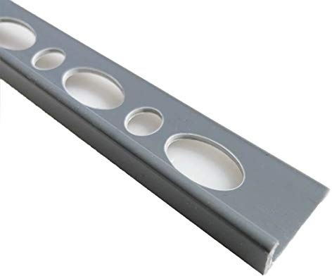 Tile Trim Square Straight Edge L-Shape 8mm-10mm 2.5M Plastic PVC Colors TMW Profiles (8 mm, Gray)