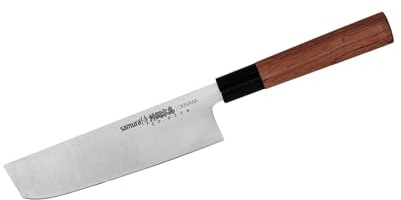 SAMURA Okinawa Couteau Nakiri de Cuisine Japonaise Professionnelle 172 mm/6.8. Dureté 59 HRC