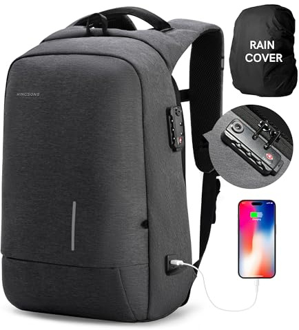Winking Pro Pack-17.3 Lightweight Travel Laptop Backpack, Business Travel Computer Bag Slim Laptop Rucksack with USB Charging Port TSA Lock Anti Theft Bag Water Resistant for 17-Inch Laptop Bag
