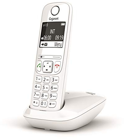 Gigaset AS690 Telefono Portatile Cordless con Vivavoce Alta Qualità, Tastiera Illuminata ed Ampio Display, Black List, Lista Chiamate Fatte, Ricevute e Perse, Bianco [Versione Italiana]
