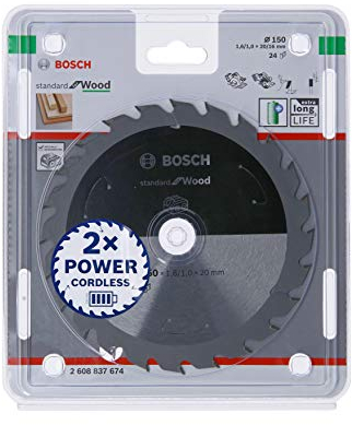 Bosch 1x PRO Wood Kreissägeblatt für Akku-Handkreissägen (für Weichholz, Hartholz, Ø mm, Professional Zubehör Handkreissäge)