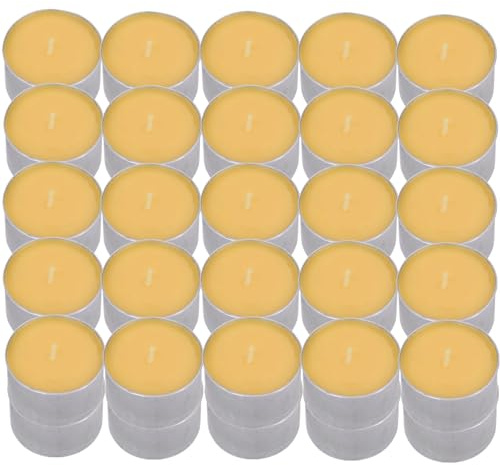 50Pcs Smokeless Round Candles Set 8 Hours Long Burning Tea Candles Tibetan Buddhist Church Tealight Vanaspati Ghee Butter Candles for Meditation Rituals Altars Wedding Parties Halloween Christmas