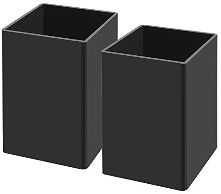 NIUBEE Black Acrylic Pen Holder 2 Pack, Desktop Pencil Cup Stationery Organizer for Office Desk Accessory