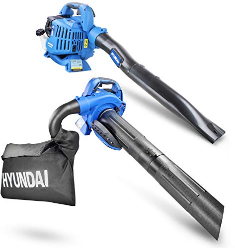 Hyundai 3-in1 Leaf Blower, 26cc 2-stroke, Large 40l leaf Collection Bag, Powerful Petrol Leaf Blower Vacuum, Shredder and Mulcher With 3 Year Warranty