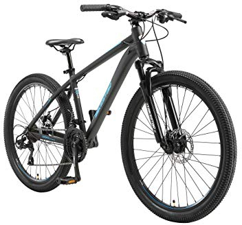 BIKESTAR Hardtail Aluminium Mountainbike Shimano 21 Gang Schaltung, Scheibenbremse 26 Zoll Reifen | 16 Zoll Rahmen Alu MTB | Schwarz Blau