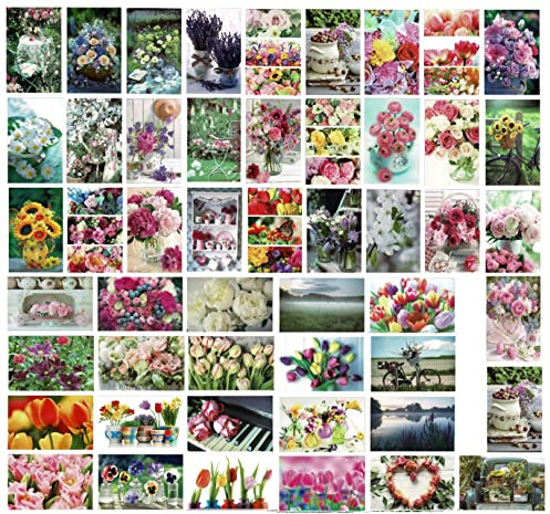 RS C&C Luxuriöse Grußkarten - Blanko Blumen - 17x12cm - Gepolsterte Karten ohne Text - Blumen Assorti