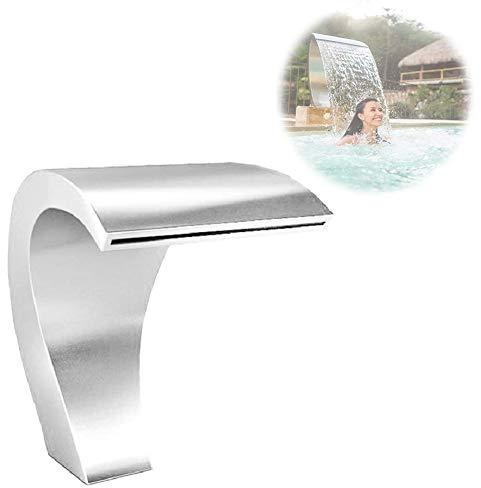 MNSSRN Gebogener Swimmingpool Wasserfall, Edelstahl-Schlag-Bad-Wasserfall-Brunnen-Wasservorhang-Schläger Großer reinen Pool-Wasserfall-Brunnen 35.4 '* 19.6'