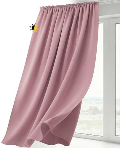 BEAUTEX Verdunklungsvorhang 140x175 Altrosa Kräuselband Blickdicht | lichtmindernd, wärmeisolierend, pflegeleicht, waschbar, für Schiene geeignet, viele Farben und Größen