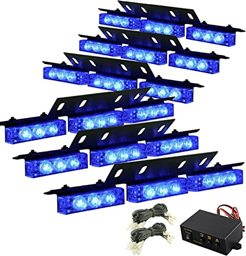 Riloer Flash intermitente, 54 luces estroboscópicas de emergencia LED para automóviles, camiones, remolques, barras de luces de emergencia, Azul