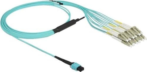 Delock LWL Kabel MPO Buchse zu 12 x LC Duplex Stecker, MM OM3, 50/125 µm, 2 m
