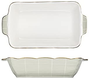 YUEYOULII Ramequin Four Plat à pâtisserie Casserole Plats à pâte à gâteau Pan Céramique Ceramique Plat de Cuisson en céramique rectangulaire avec Double poignée Plat à Four (Color : A)