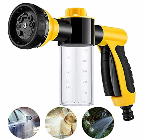 BOTANIO Foam Spray Nozzle for Garden Hose, High Pressure 8 Watering Pattern Foam Blaster - Car Water Gun Cleaning Tool for Watering Plants, Lawn, Patio, Car Wash, Cleaning, Showering Pet