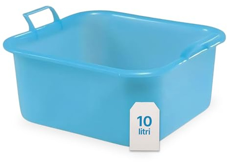 Tomaino - Bacinella Rettangolare Grande in Plastica Rigida 10 litri - Portabiancheria Multiuso per Casa e Lavaggio Panni Cane - Catino per Bucato