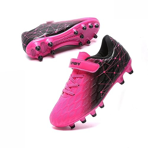 Boys Football Boots Shoes Kids Girls FG/AG Soccer Athletics Training Sport Running Shoes Profession Competition Teenager Indoor Outdoor Cleats Sneakers for Unisex Pink EU37 Convert 4UK
