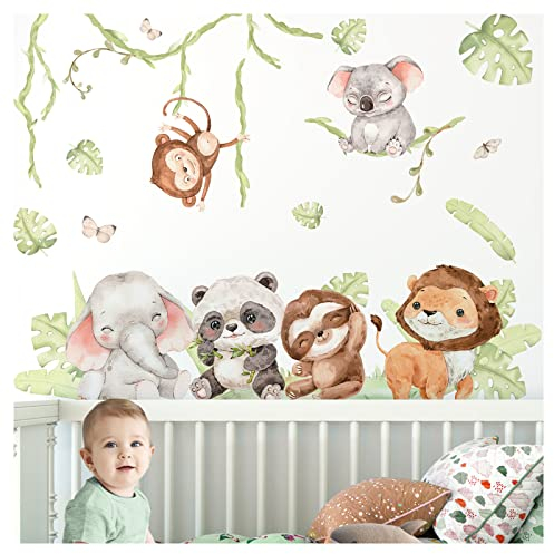 Little Deco XXL Wandsticker Dschungeltiere für Babyzimmer Wandtattoo Kinderzimmer Safari Wandaufkleber Wanddeko DL913-5