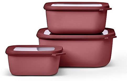 Mepal – Multi Bowl Cirqula 3-Piece Set – Food Storage Container with Lid - Suitable as Airtight Storage Box for Fridge & Freezer, Microwave Container & Servable Dish - 750, 1500, 3000ml - Vivid mauve
