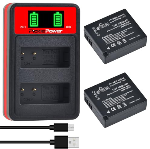 Pickle Power 2Pcs DMW-BLE9E DMW-BLG10 Battery with Dual Charger for Panasonic Lumix DC-TZ99 TZ90 TZ95 DMC-ZS100 ZS60 TZ80 TZ101 TZ100 TZ81 GX85 GX80 DC-LX100 II, LX100, GX7 DC-GX9, GF6, GF5, GF3, G100