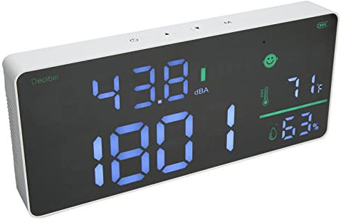 Sonomètre Decibelmetre Mural 4-en-1 Décibelmètre 30‑130dB Écran LED 11 Pouces Testeur de Bruit alimenté par USB DB Meter