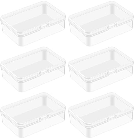 Mozeat Lens 6 Stück Plastikbox mit Deckel Kleine Aufbewahrungsbox Transparent Mini Leere Boxen Bastelzubehör Kunststoff Sortierbox für Kleine Perlen Schmuck Schrauben
