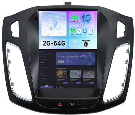 BXLIYER Android 15 IPS Autoradio für Ford Focus MK3 (2012-2017) GPS Navigation Radio - Eingebautes CarPlay Android Auto - Kamera + Canbus - 2G+64G - 9.7 Zoll 2 Din - DSP DAB Lenkradsteuerung WiFi Navi