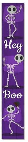 Horienteeon Happy Halloween Willkommensschild für Haustür, lustiges Hey Boo Halloween Holz stehend für Terrasse Urlaub Stehende Willkommensschilder Halloween Dekorationen für Tür Wand 121,9 x 20,3 cm