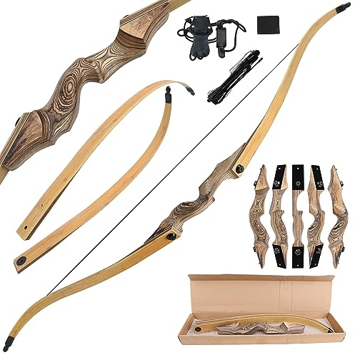 surwolf 60 ” bågskytte Jaktbåge Recurve båge 20-60 lbs Takedown Recurve båge Vuxen Sportbåge Långbåge Bågskytte pilbåge och pilbåge (40lbs, båge)