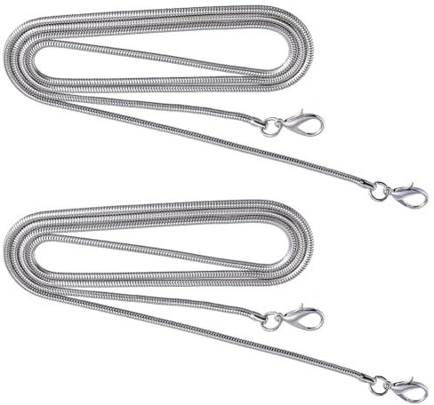 GORGECRAFT 2 x Flache Handtaschen-Kettenriemen Für Umhängetaschen, Geldbörsen & Schultertaschen, Silberfarbene Schlangen-Handtaschen-Verlängerungsgurte Mit Metallschnallen, 110 cm Länge