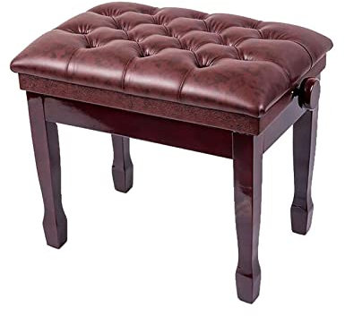 RWRAPS Klavierhocker, höhenverstellbare Klavierbank mit eleganten Hufeisenhockerbeinen, Tastaturbank, Klavierhocker, 58 x 41 x 48–58 cm, Schwarz, Mahagoni (Mahagoni)