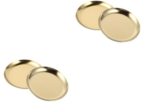 Garneck Schminktablett 2 Sätze 2st Glänzendes Schmucktablett Runde Platte Aus Edelstahl Armbandhalter Obstteller Aus Metall Seifenschale Ring Mehrzweck Halskettenhalter Rostfreier Stahl