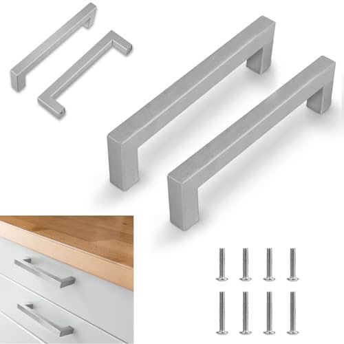 flintronic 2 Stück Möbelgriffe, Küchengriffe Silber mit Lochabstand 160mm, Edelstahl Schrankgriffe, Schubladengriffe, Türgriffe, Griffe Möbel für Küchenschränke Kleiderschrank (Gesamtlänge 170mm)